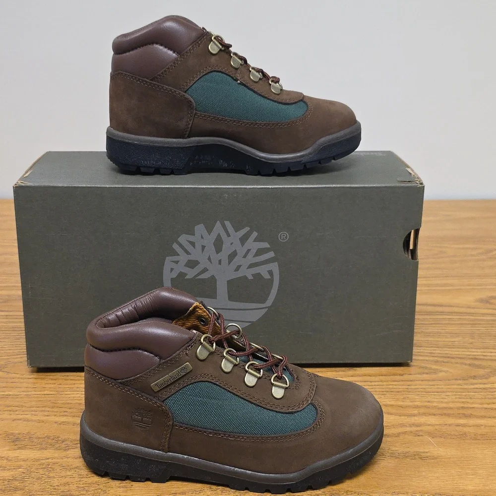 Timberland Beef & Broccoli Boots Brown/Olive Green Kids Size 2 Youth TB016737